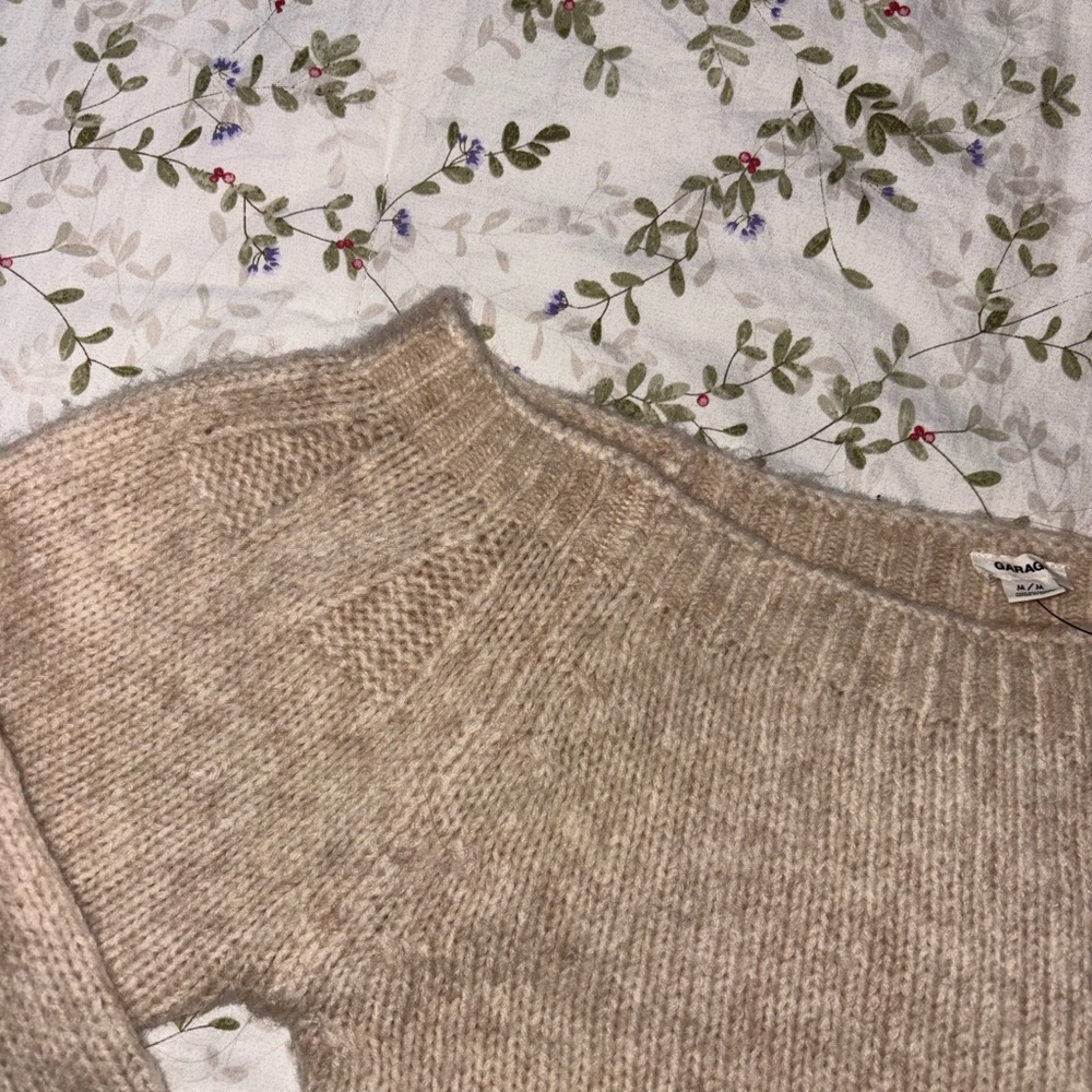Garage Women's beige off the shoulder Sweater - Picture 3 of 4